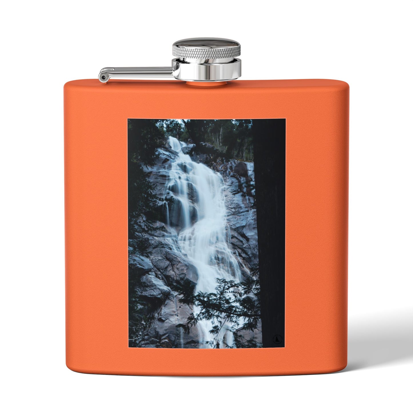 Waterfall Photo Stainless Steel Flask — 6oz Pocket Hip Flask for Outdoors & Travel