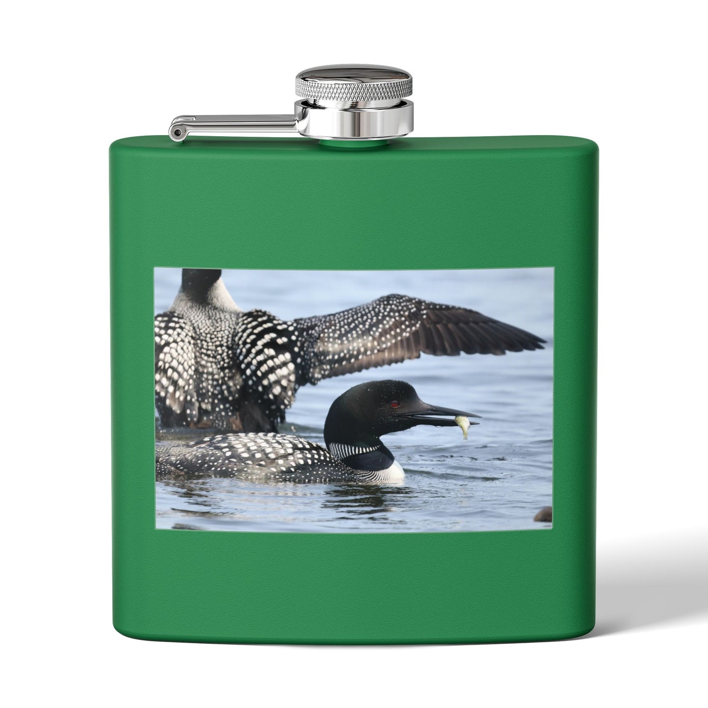 Loon Photo Stainless Steel Flask — 6oz Wildlife Drinking Hip Flask, Nature Lover Gift