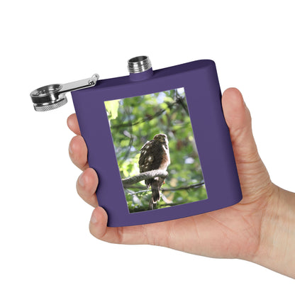 Flask — Woodland Hawk Photo Stainless Steel 6oz Hip Flask