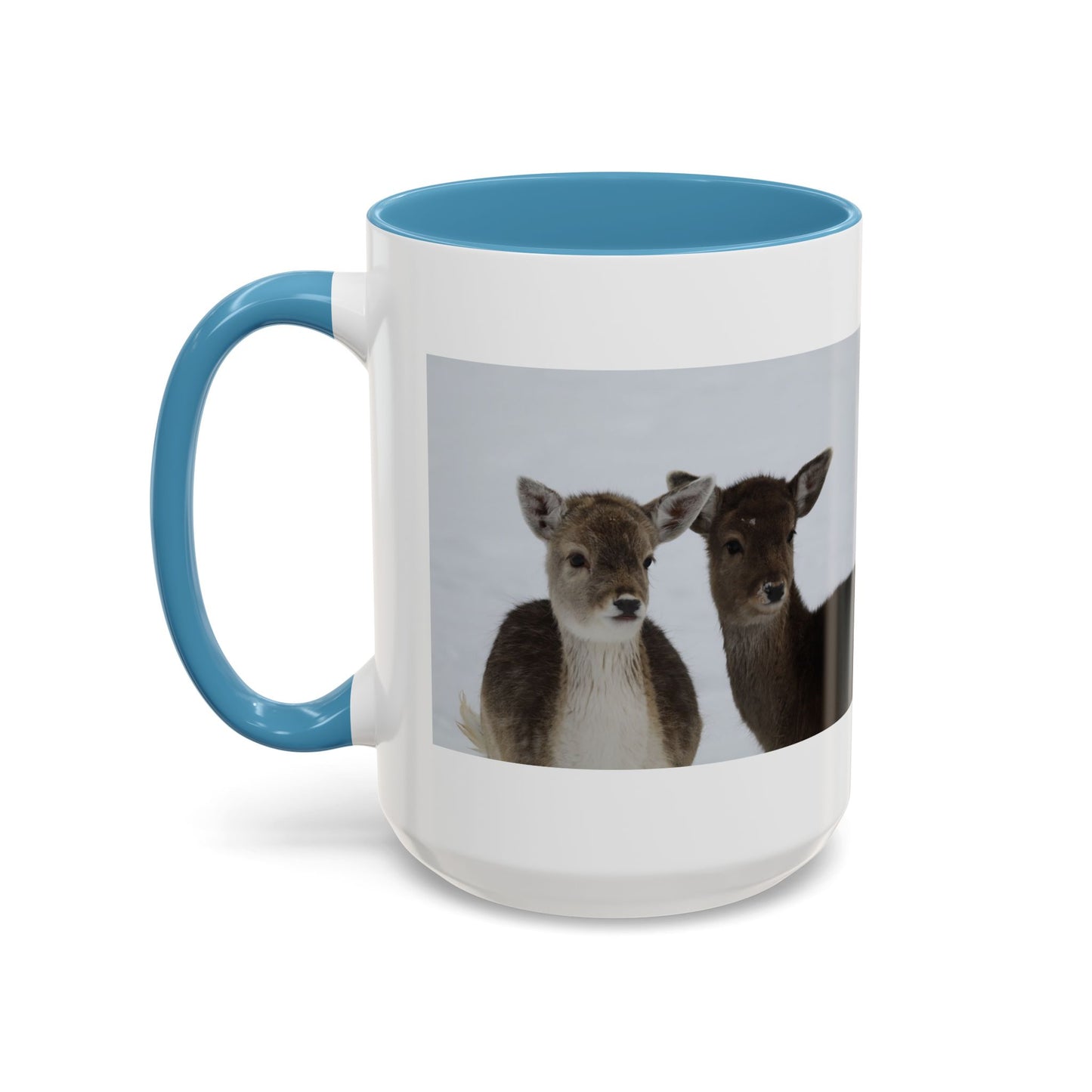 Deer Pair Accent Coffee Mug — Cute Winter Wildlife Ceramic Mug (11/15oz)