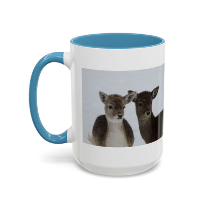 Deer Pair Accent Coffee Mug — Cute Winter Wildlife Ceramic Mug (11/15oz)
