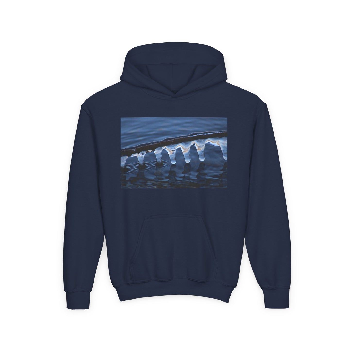Ocean Wave Ice Photo Hoodie — Youth Nautical Winter Sweatshirt