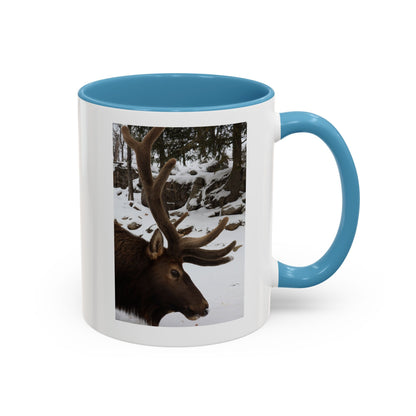 Elk in Snow Accent Coffee Mug — Nature Wildlife Photo Mug (11/15oz)