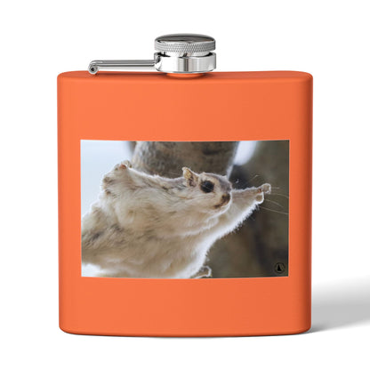 Squirrel Stretch Photo Flask — 6oz Stainless Steel Pocket Flask