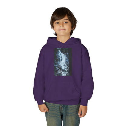 Youth Waterfall Hoodie — Scenic Nature Graphic Sweatshirt