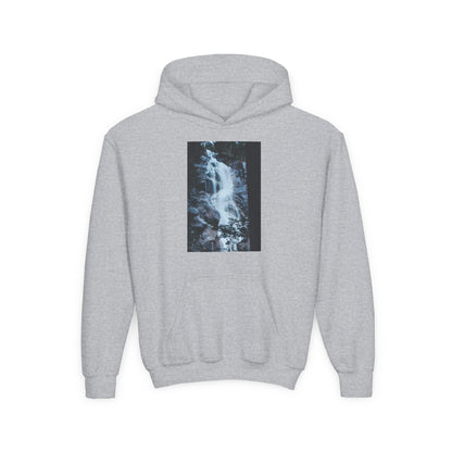 Youth Waterfall Hoodie — Scenic Nature Graphic Sweatshirt
