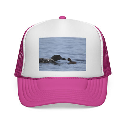 Loon & Chick Nature Trucker Hat — Wildlife Bird Watching Cap