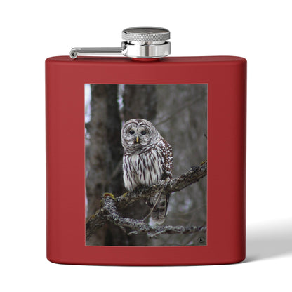 6oz Stainless Flask with Barred Owl Photo – Wildlife Nature Gift