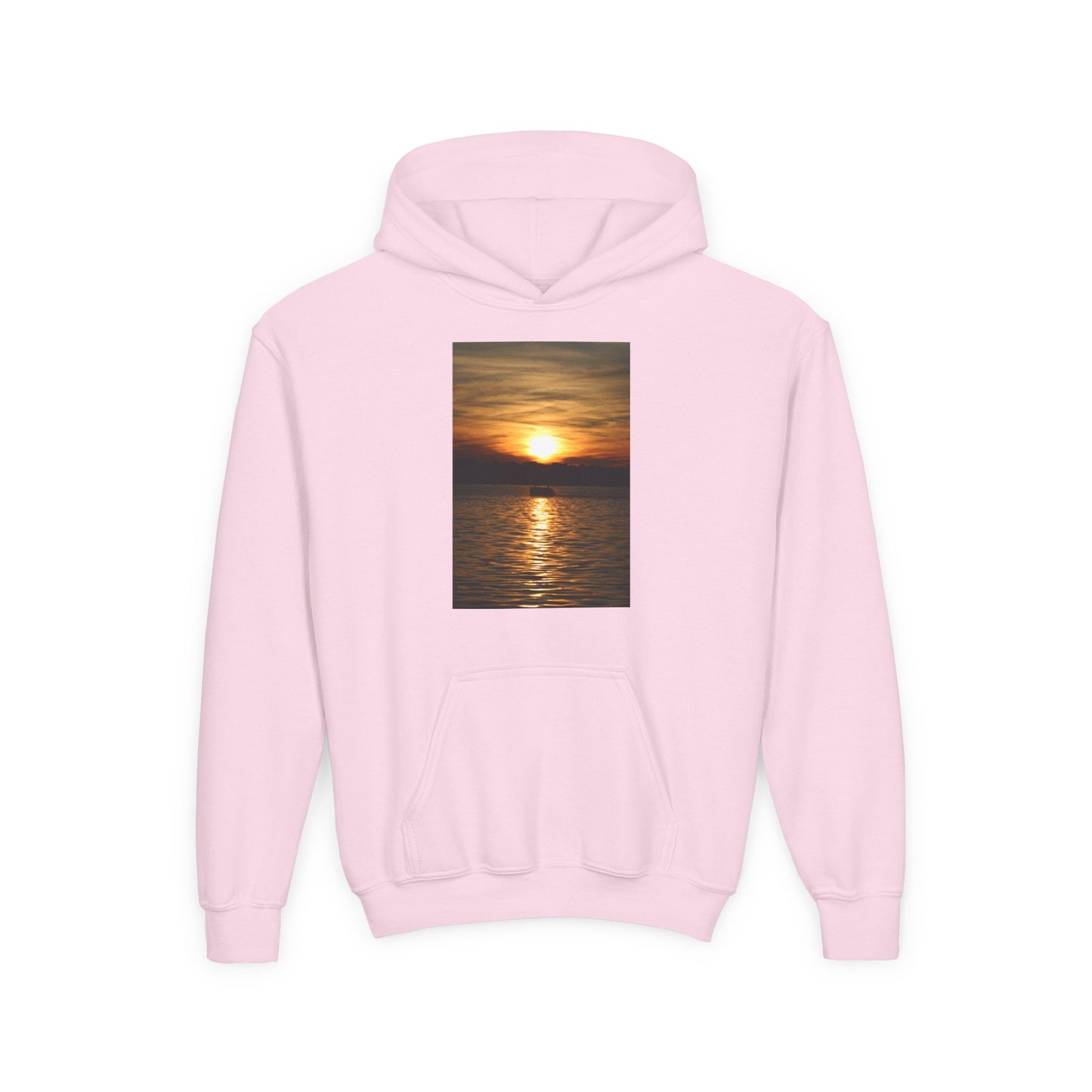 Youth Hoodie with Golden Sunset Photo - Beach Vibes Kids Pullover