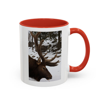 Elk in Snow Accent Coffee Mug — Nature Wildlife Photo Mug (11/15oz)