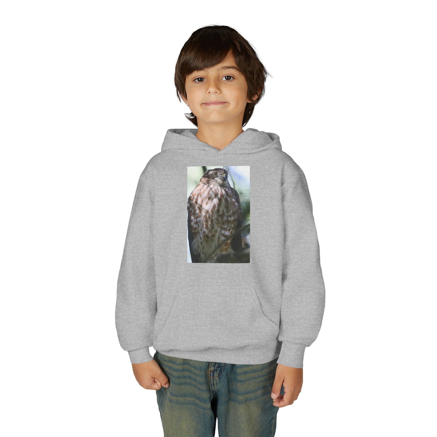 Youth Owl Hoodie – Photoreal Hawk Owl Print Kids' Hooded Sweatshirt