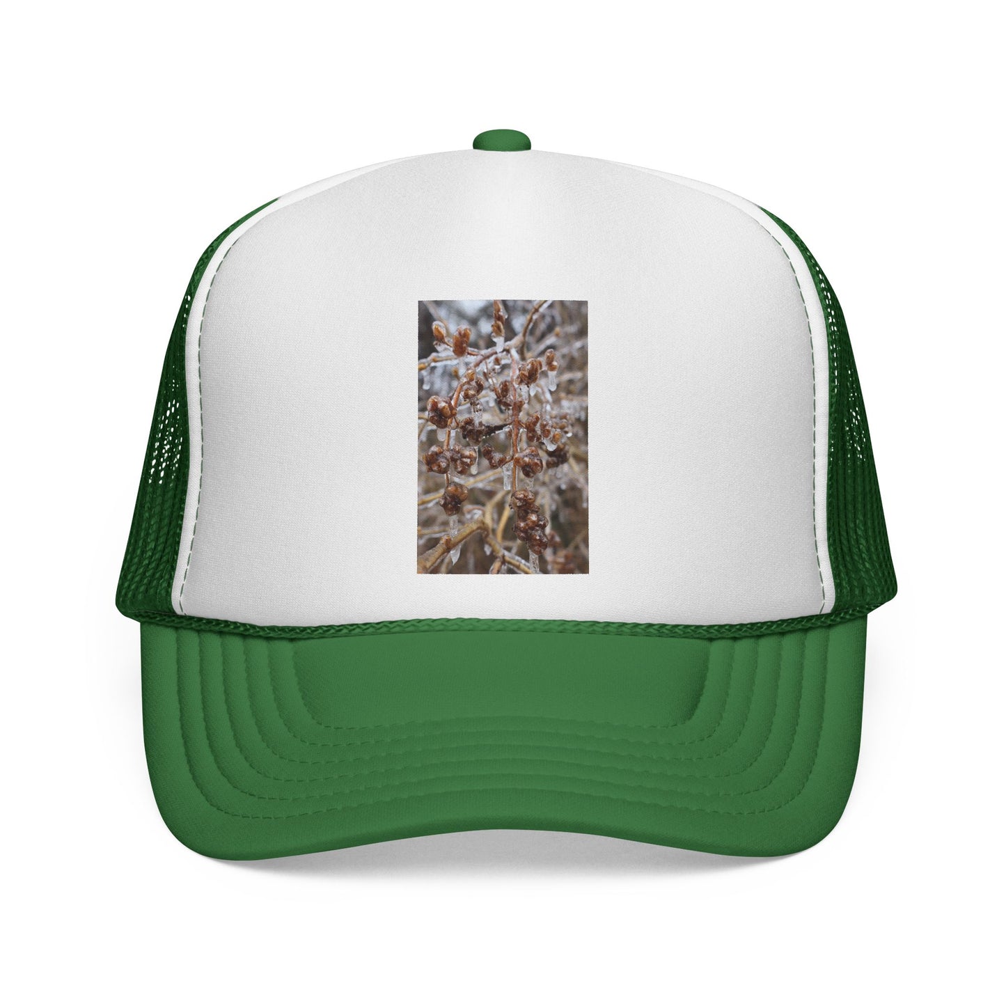 Frosted Grass Trucker Cap – Winter Nature Photo Mesh Hat