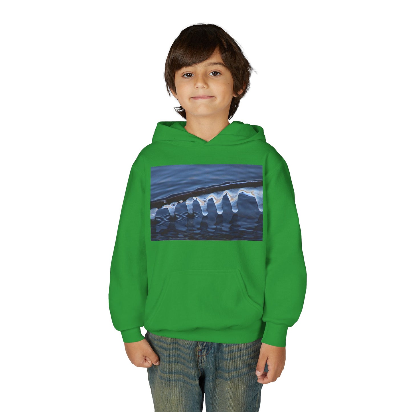 Ocean Wave Ice Photo Hoodie — Youth Nautical Winter Sweatshirt