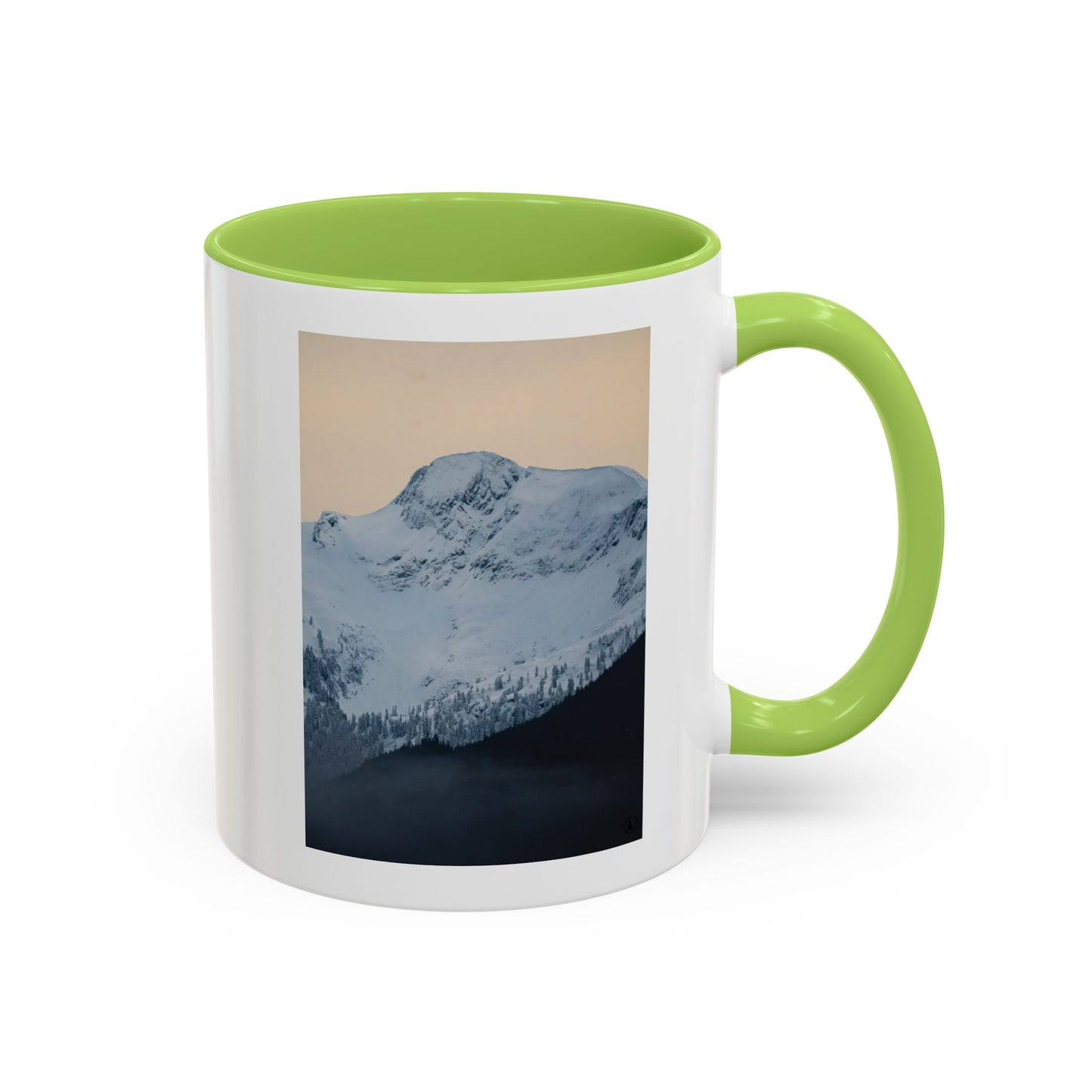 Mountain Sunrise Accent Coffee Mug — Scenic Snow Peak Photo (11/15oz)