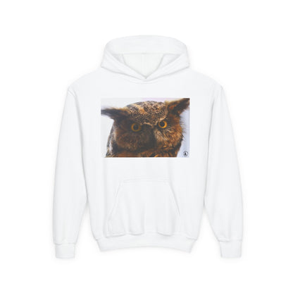 Youth Hoodie with Realistic Owl Art — Cute Kids Animal Pullover
