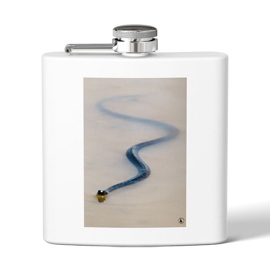 6oz Stainless Steel Flask with Serpentine Snow Trail Photo – Minimal Outdoor Gift