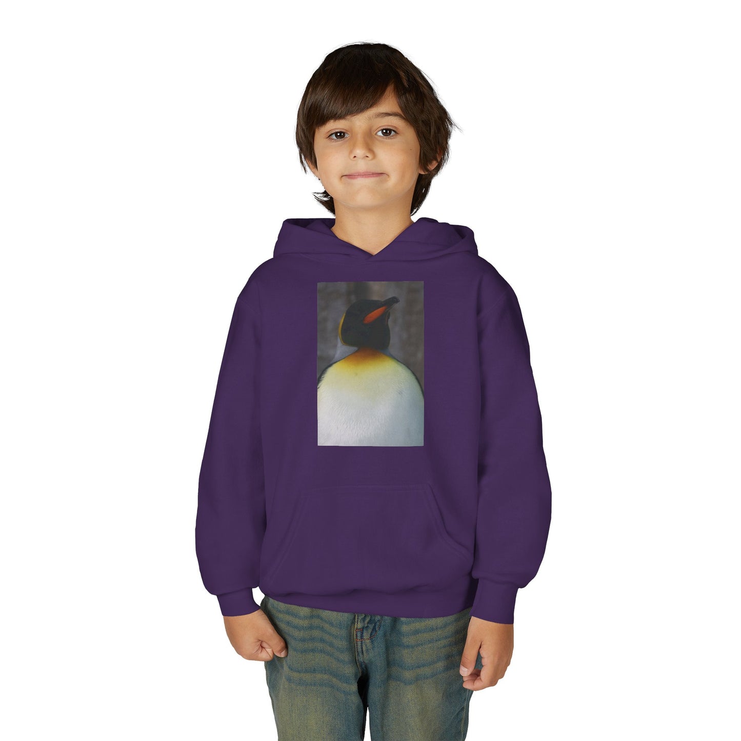 Penguin Art Youth Hoodie — Minimalist Royal Penguin Illustration Sweatshirt