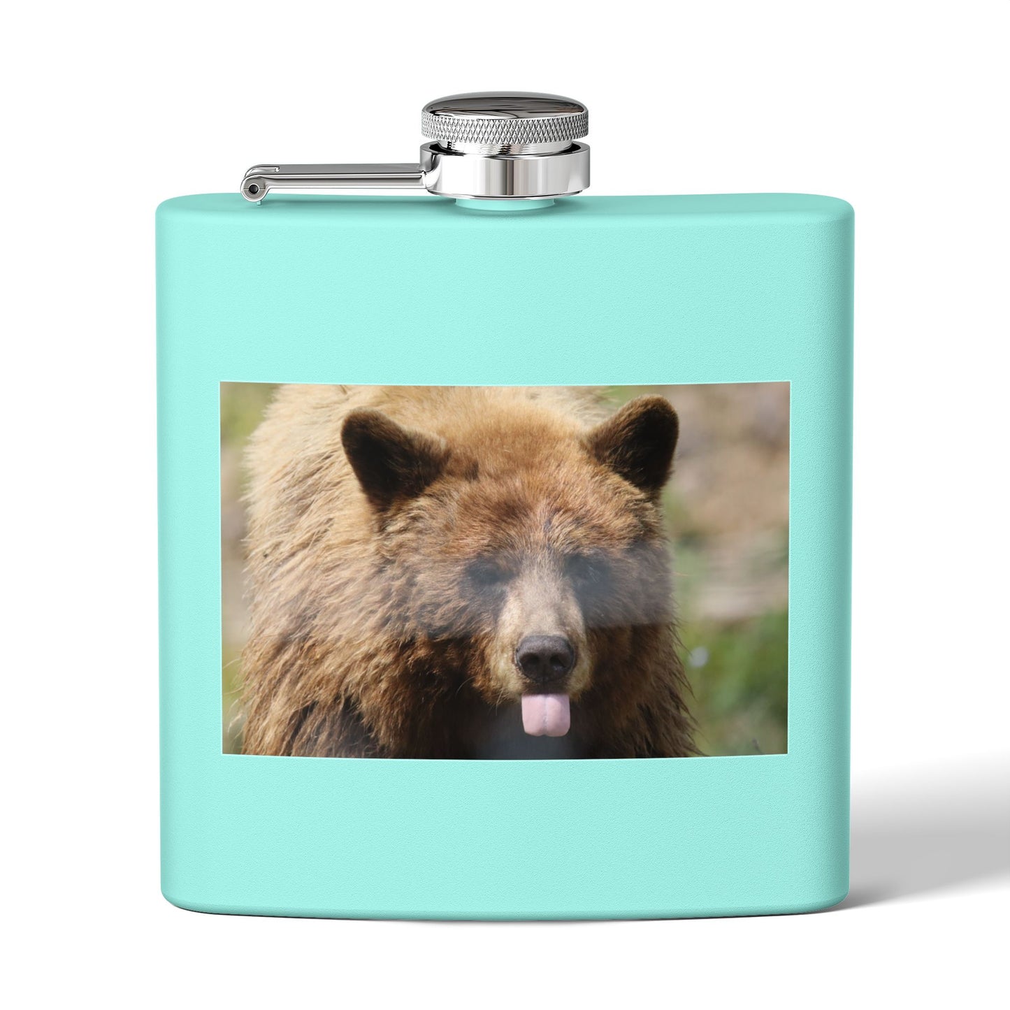 Bear Face 6oz Stainless Steel Flask — Funny Woodland Animal Hip Flask