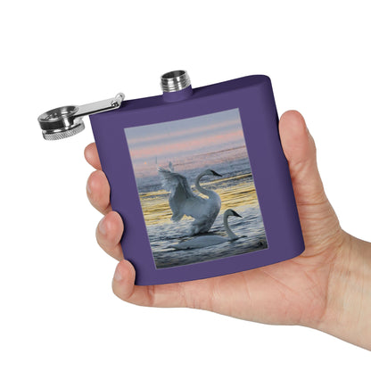 Swan Sunset Stainless Steel Flask — 6oz Travel Hip Flask
