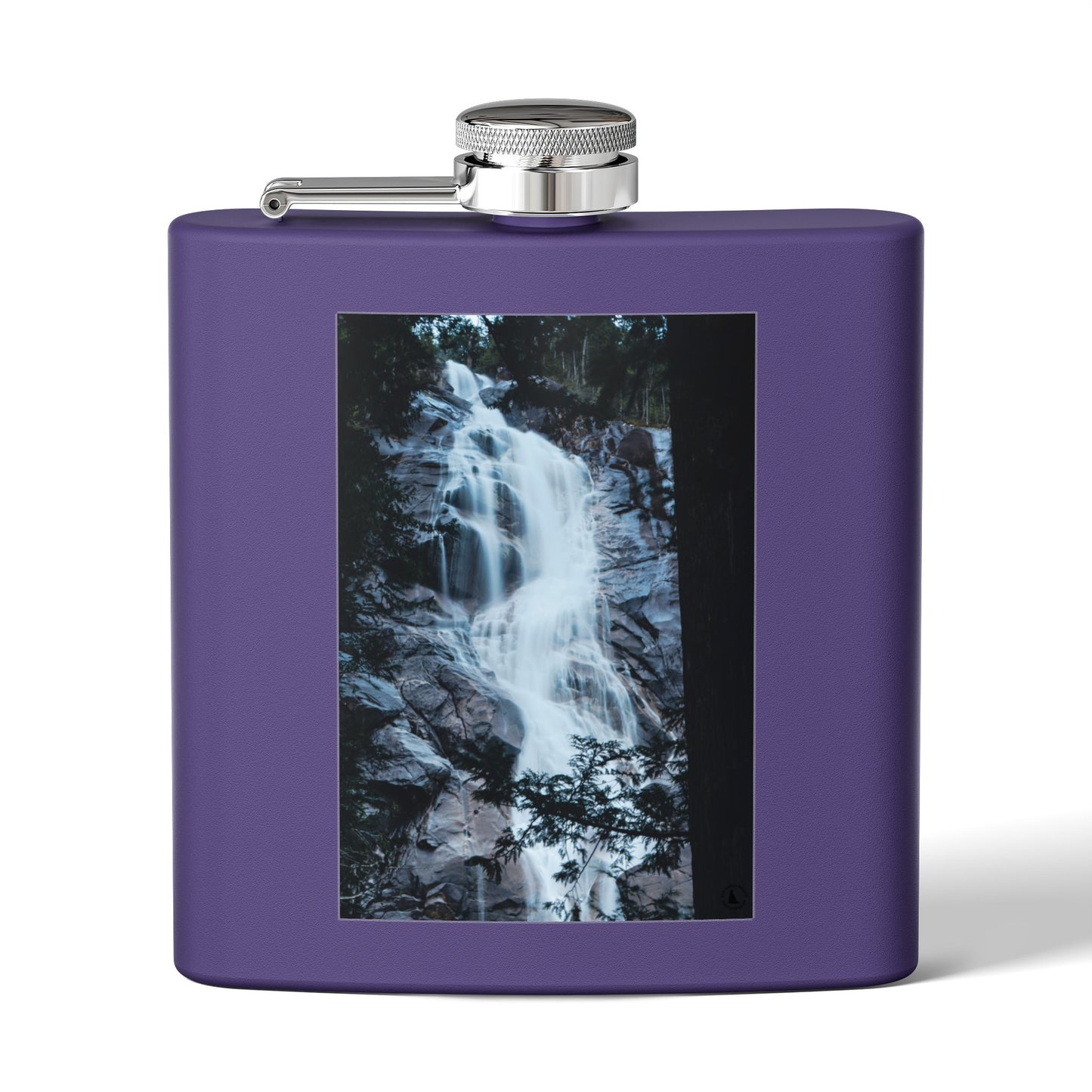 Waterfall Photo Stainless Steel Flask — 6oz Pocket Hip Flask for Outdoors & Travel
