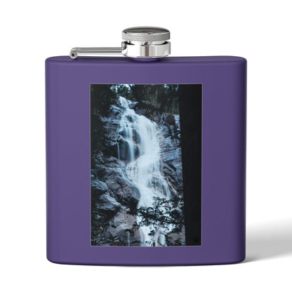 Waterfall Photo Stainless Steel Flask — 6oz Pocket Hip Flask for Outdoors & Travel