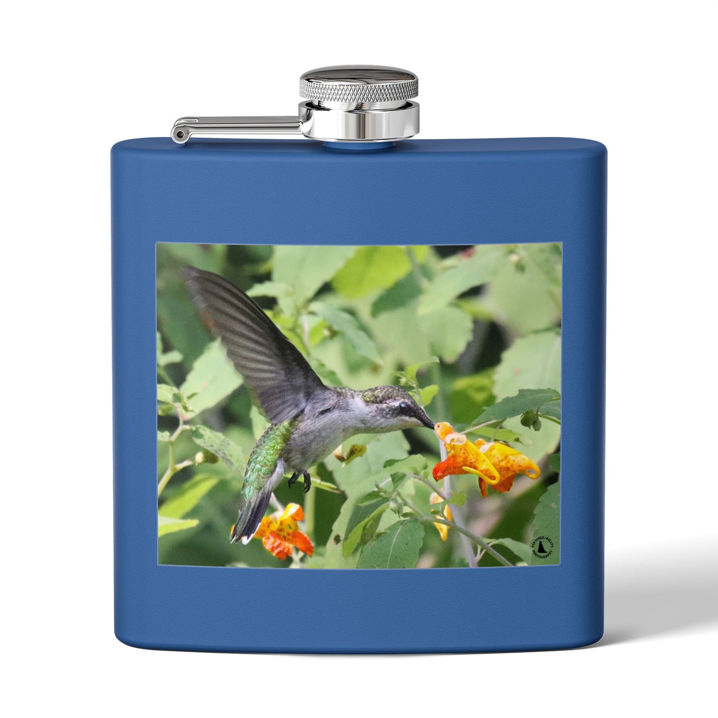 Hummingbird Photo Stainless Steel Flask — 6oz Portable Liquor Hip Flask