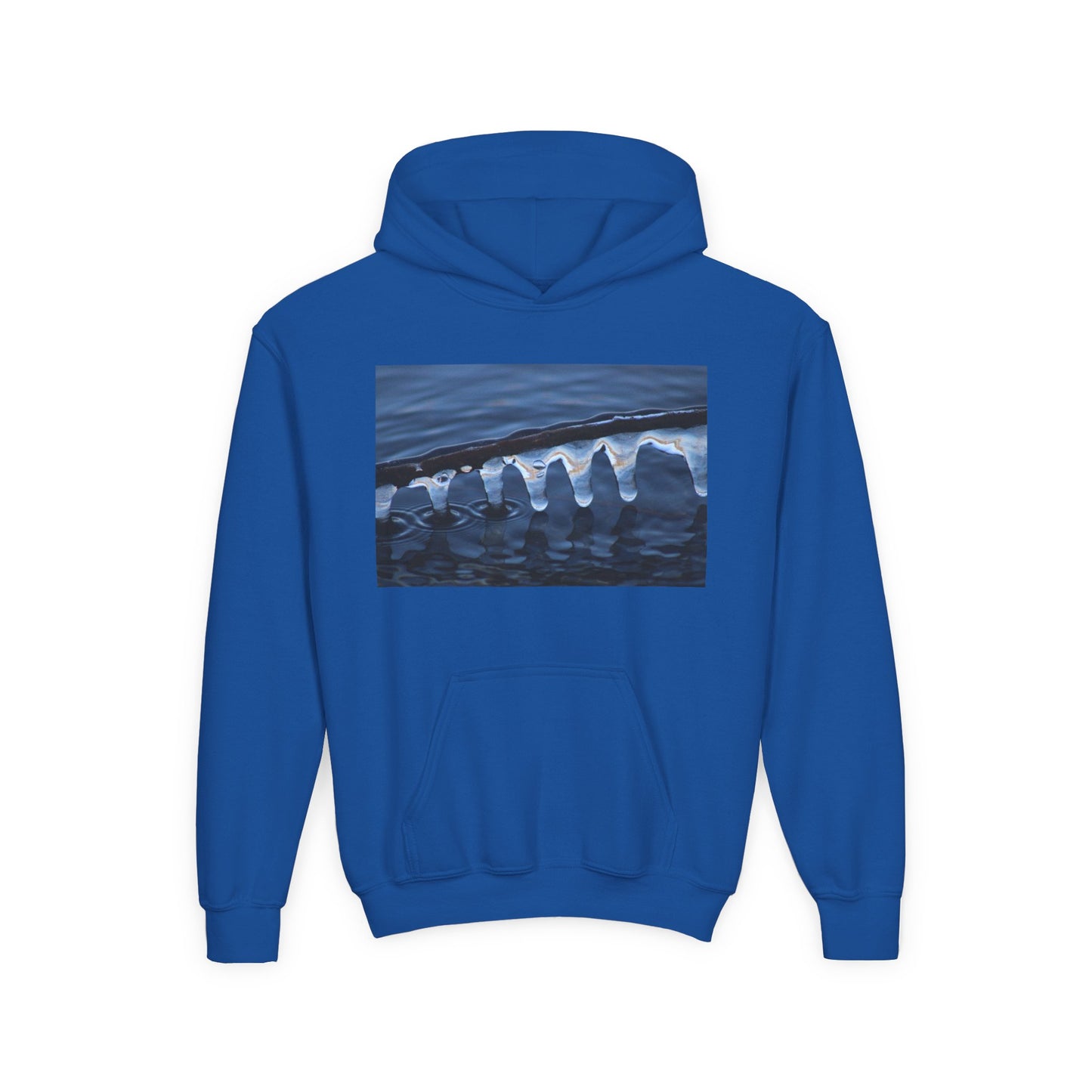 Ocean Wave Ice Photo Hoodie — Youth Nautical Winter Sweatshirt
