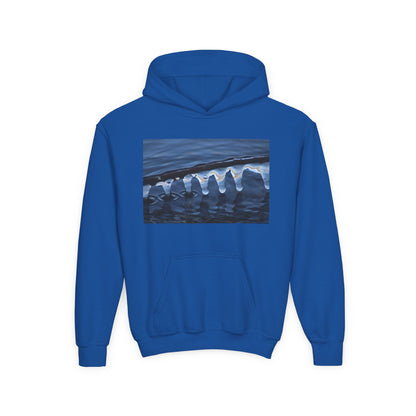 Ocean Wave Ice Photo Hoodie — Youth Nautical Winter Sweatshirt