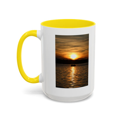 Sunset Lake Photo Accent Coffee Mug — Golden Sunset Reflection (11/15oz)