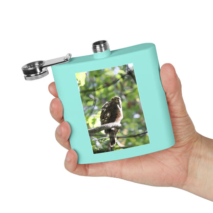 Flask — Woodland Hawk Photo Stainless Steel 6oz Hip Flask