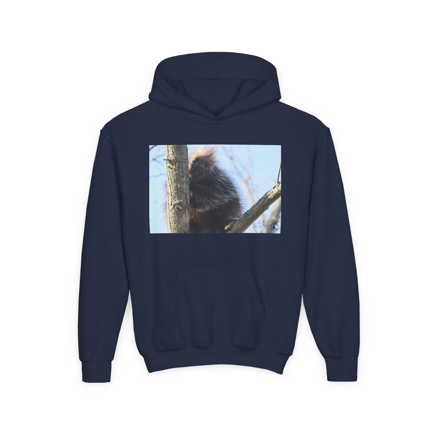 Youth Hoodie with Tree-Climbing Porcupine Photo – Cute Wildlife Kids Sweatshirt