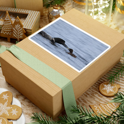 Common Loon & Chick Kiss-Cut Sticker — Wildlife Photo Waterproof Decal