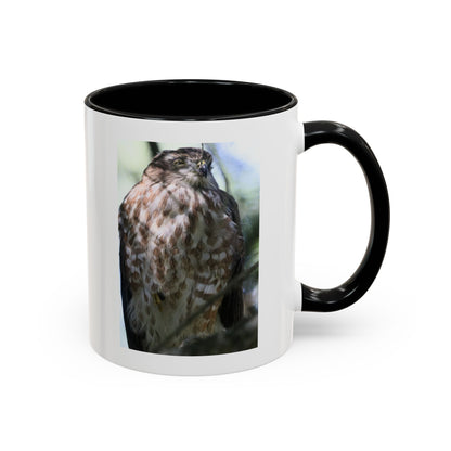 Hawk Photo Accent Coffee Mug — Birdwatcher Gift, 11/15oz