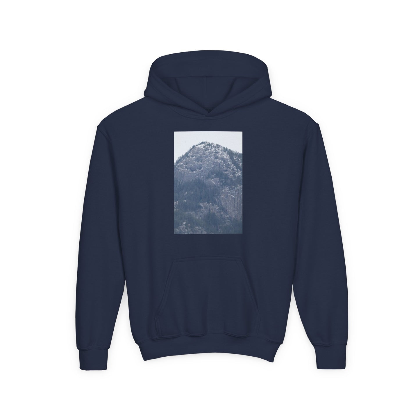 Mountain Peak Youth Hoodie — Winter Snow Scenic Graphic Sweatshirt