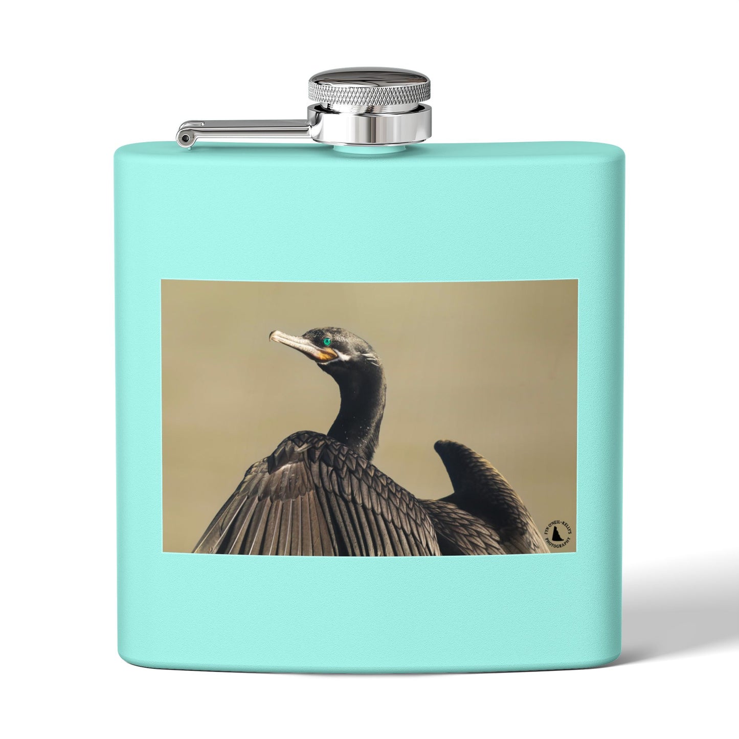 Cormorant Photo Stainless Steel Flask – 6oz Pocket Hip Flask for Birdwatchers & Outdoor Lovers