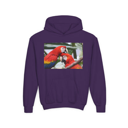 Youth Parrot Hoodie – Colorful Scarlet Macaw Kids Pullover