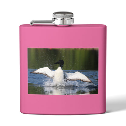 Duck Photography 6oz Stainless Steel Flask — Loon Splash Wildlife Hip Flask