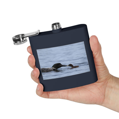 Loon Family 6oz Stainless Steel Flask – Wildlife Nature Gift