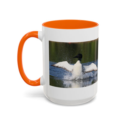 Loons Taking Off Accent Coffee Mug — Wildlife Nature Bird Lover Gift