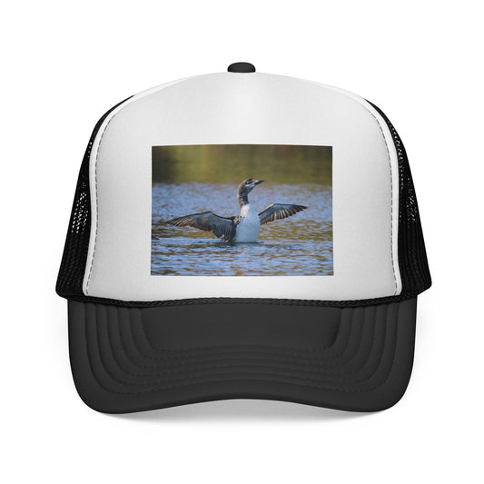 Loon Photo Trucker Cap — Vintage Wildlife Birdwatching Hat