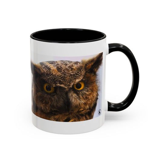 Owl Accent Coffee Mug – Realistic Great Horned Owl Photo (11/15 oz)