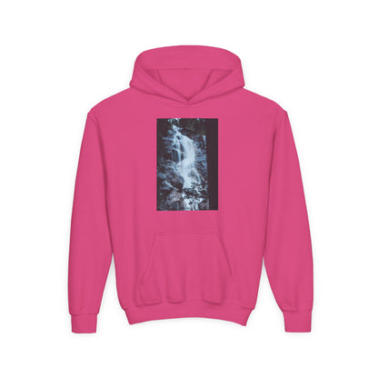 Youth Waterfall Hoodie — Scenic Nature Graphic Sweatshirt