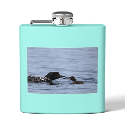 Loon Family 6oz Stainless Steel Flask – Wildlife Nature Gift