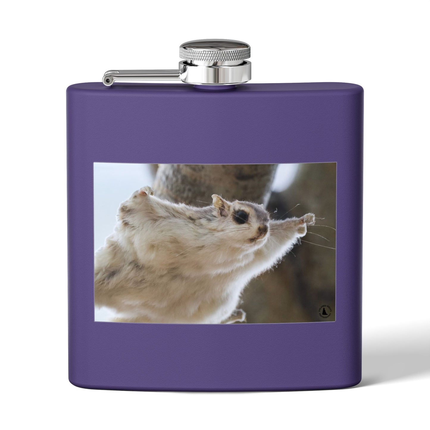 Squirrel Stretch Photo Flask — 6oz Stainless Steel Pocket Flask