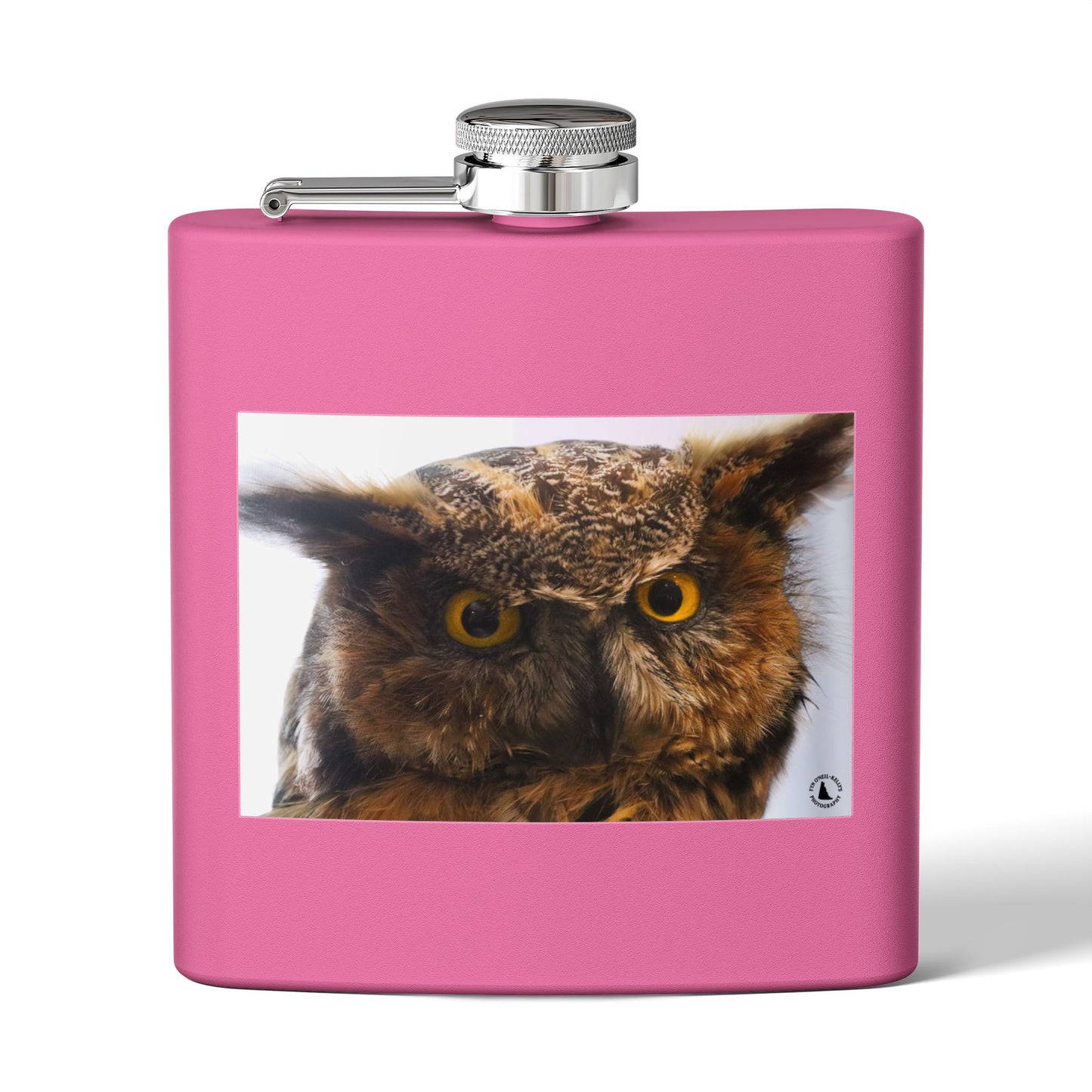 Owl Portrait Stainless Steel Flask — 6oz Wildlife Gift
