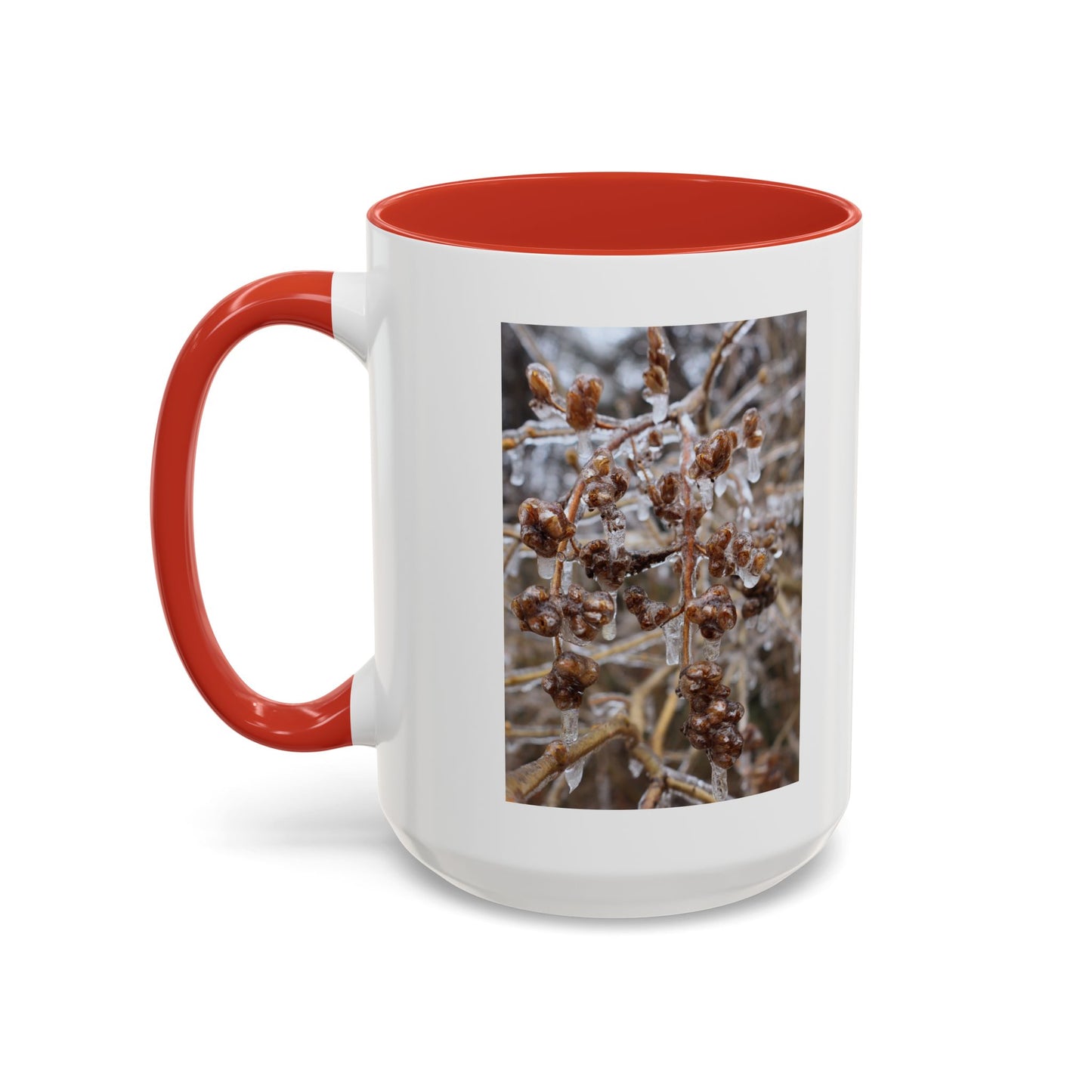 Ice-Coated Berries Accent Coffee Mug (11/15 oz) — Winter Nature Photo