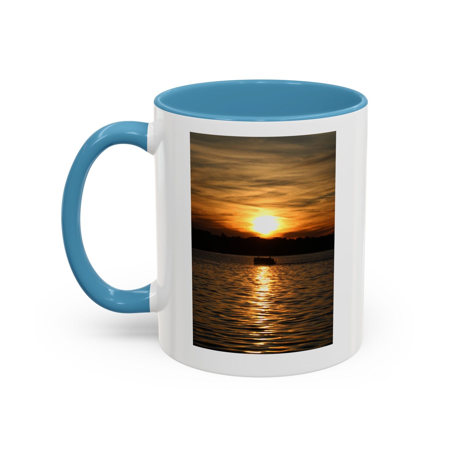 Sunset Lake Photo Accent Coffee Mug — Golden Sunset Reflection (11/15oz)