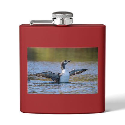 6oz Stainless Steel Flask with Diving Loon Photo – Wildlife Outdoors Gift