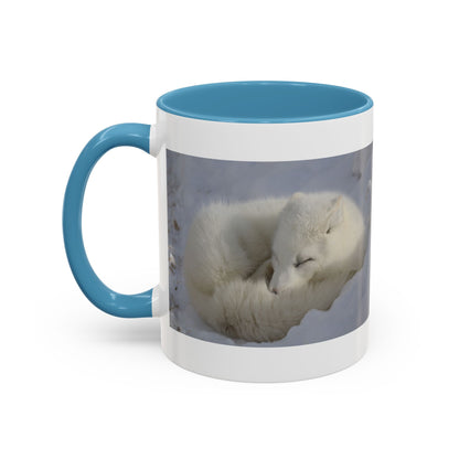 Arctic Fox Photo Accent Coffee Mug – Winter Wildlife Ceramic Mug (11/15oz)