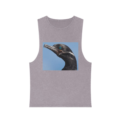 Cormorant Portrait Tank Top — Coastal Bird Photography Stonewash Tank